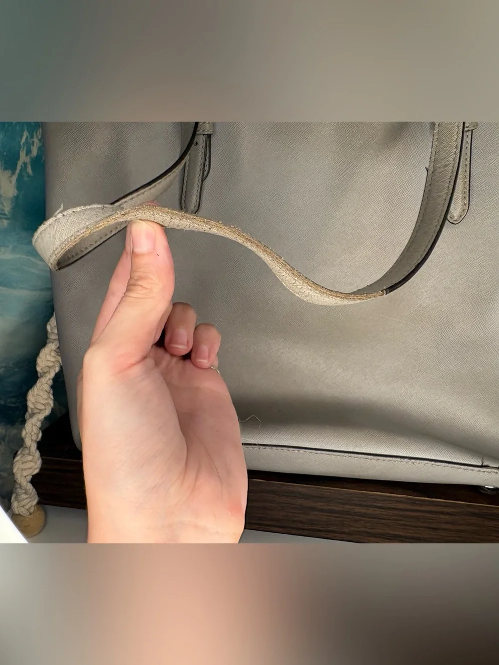 Michael Kors Leather Snap Pocket Tote Bag in Taupe Gray
